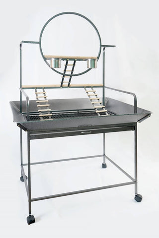 Large Bird Cage Parrot Playpen Gym Toy Stand With Ladder On Wheels