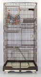 146 cm Brown Pet 4 Level Cat Cage House With Litter Tray & Wheel 72x47x146 cm