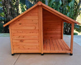 L Timber Pet Dog Kennel House Puppy Wooden Timber Cabin 130x105x100cm Brown