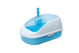 Medium Portable Cat Toilet Litter Box Tray with Scoop Blue