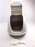 XL Portable Hooded Cat Toilet Litter Box Tray House w Charcoal Filter and Scoop Brown