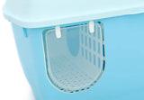 XL Portable Hooded Cat Toilet Litter Box Tray House with Handle and Scoop Blue