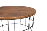 Vintage Round Coffee Tables Set of 2 Side Tables Robust Steel Frame for Living Room Bedroom Rustic Brown and Black