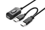 UGREEN USB 2.0 Active Extension Cable 10M with USB Power 5M (20214)