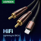UGREEN 40904 RCA Cable MFi Certified 8-pin for iPhone to RCA Cable