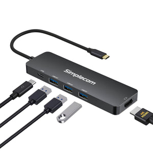 Simplecom CH545 USB-C 5-in-1 Multiport Adapter Docking Station with 3-Port USB 3.0 Hub PD HDMI