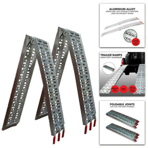 Aluminium Folding Ramps with Support Straps, Load Ride-on Lawnmowers, Atv Cycles, Motorcycles