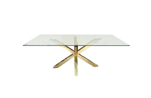 Miles Gold With Clear Glass Dining Table - 90cm x 180cm