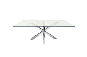 Miles Silver With Clear Glass Dining Table - 90cm x 180cm