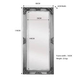 Deluxe French Provincial Ornate Mirror - Antique Silver - 80cm x 170cm