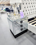 Athens Mirrored Bed Side Table -Black