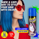 Party Central 12PCE Hair Spray Blue Long Lasting Non-Sticky 125ml