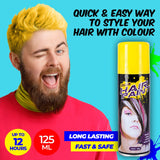 Party Central 12PCE Hair Spray Yellow Long Lasting Non-Sticky 125ml