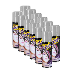 Party Central 12PCE Hair Spray Silver Long Lasting Non-Sticky 125ml
