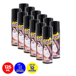 Party Central 12PCE Hair Spray Black Long Lasting Non-Sticky 125ml