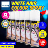 Party Central 12PCE Hair Spray Crisp White Long Lasting Non-Sticky 125ml