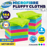 Xtra Kleen 144PCE Microfibre Fluffy Cloth Lint Free Super Absorbent 30 x 30cm