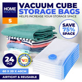 Home Master 24PCE Vacuum Storage Bags Small Re-Usable Space Saver 60 x 40cm