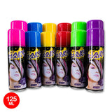 12PK Hair Spray Fluro Assorted Colours 125ml Non-Toxic Indoor/Outdoor Party Fun