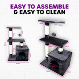 Pet Basic 3 Level Cat Scratching Tower &amp; Playhouse Scratch 80 x 40 x 50cm