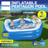 Bestway Inflatable Pentagon Shaped Pool Fitted With Headrests & Seats 575L
