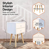 Home Master 2 Drawer Side Table Sleek Modern &amp; Stylish Neutral Design 61cm