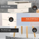 Home Master 2 Drawer Side Table Sleek Modern &amp; Stylish Neutral Design 61cm