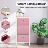 Home Master 3 Drawer Pine Wood Storage Chest Pink Fabric Baskets 70 x 80cm