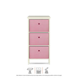 Home Master 3 Drawer Pine Wood Storage Chest Pink Fabric Baskets 70 x 80cm