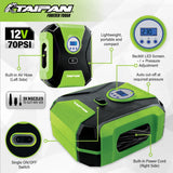 Taipan&reg; Compact Air Compressor 12V 70PSI LED Display Screen Various Nozzles