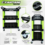 Taipan&reg; 3-Tier Work Trolley Handles Swivel Wheels Innovative Design 97 x 68cm