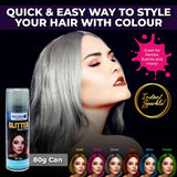 Party Central 24PCE Glitter Hair Spray Variety Pack Of Colours Non Sticky 80g