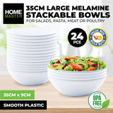 Home Master 24PCE Melamine Bowls Stackable Lightweight Durable Bulk 35cm