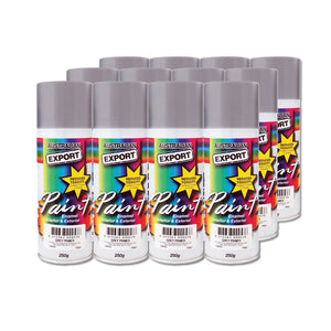 Australian Export 12PK 250gm Aerosol Spray Paint Cans [Colour: Grey Primer]