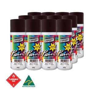 Australian Export 12PK 250g Aerosol Spray Paint Cans [Colour: Black - Matt]