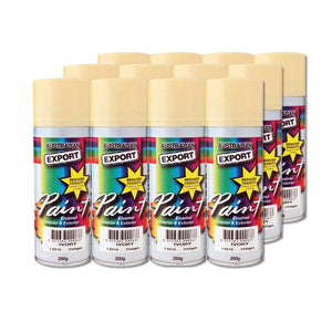 Australian Export 12PK 250gm Aerosol Spray Paint Cans [Colour: Ivory]