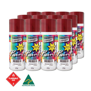 Australian Export 12PK 250gm Aerosol Spray Paint Cans [Colour: Indian Red]