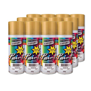 Australian Export 12PK 250gm Aerosol Spray Paint Cans [Colour: Gold]