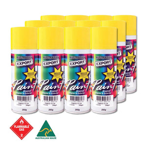 Australian Export 12PK 250gm Aerosol Spray Paint Cans [Colour: Primrose Yellow]