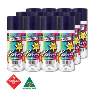 Australian Export 12PK 250gm Aerosol Spray Paint Cans [Colour: Royal Blue]