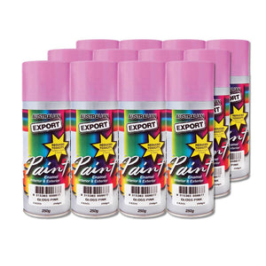 Australian Export 12PK 250gm Aerosol Spray Paint Cans [Colour: Gloss Pink]