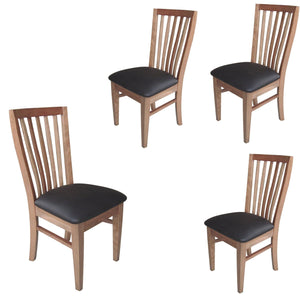 Fairmont 4pc Set Dining Chair PU Leather Seat Slat Back Solid Oak Timber Wood