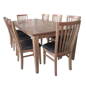 Fairmont 6pc Set Dining Chair PU Leather Seat Slat Back Solid Oak Timber Wood