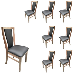 Fairmont 8pc Set Dining Chair PU Leather Seat Padded Back Solid Oak Timber Wood
