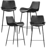 Brando  Set of 4 PU Leather Upholstered Bar Chair Metal Leg Stool Vintage Grey