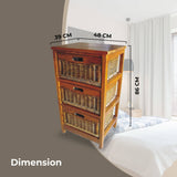 Hyssop 3 Chest of Drawers Cane Bedroom Kitchen Bathroom Storage Tallboy Shelf