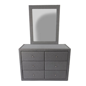 Molly Dresser Mirror 6 Chest of Drawers Bedroom Storage Cabinet - Light Grey
