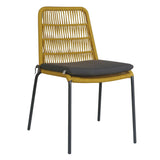 Lara 6pc Set Outdooor Rope Dining Chair Steel Frame Yellow