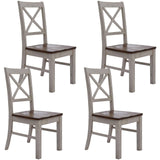 Erica X-Back Dining Chair Set of 4 Solid Acacia Timber Wood Hampton Brown White