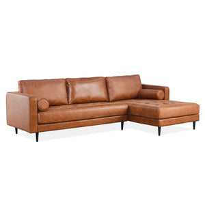 Chelsea 2 Seater Sofa Fabric Lounge Couch with RHF Chaise Light Brown